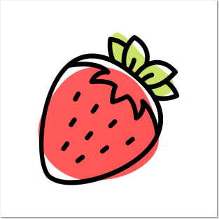 Cute Strawberry Abstract Minimalist Childlike Posters and Art